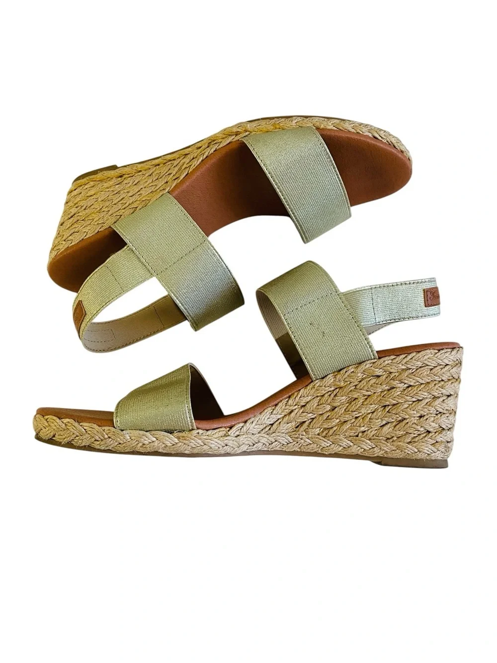 Tommy Bahama Sakura Metallic Sage Green Espadrille Wedge Sandals Size 10
